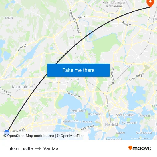 Tukkuri Bridge to Vantaa map