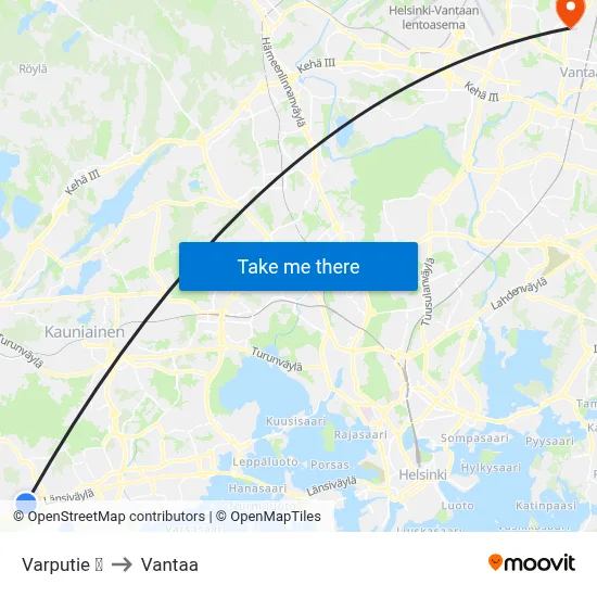 Varputie 🛍️ to Vantaa map