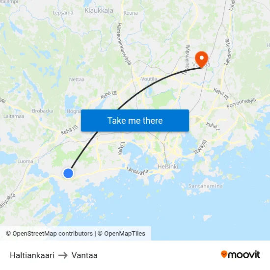 Haltia Arc to Vantaa map