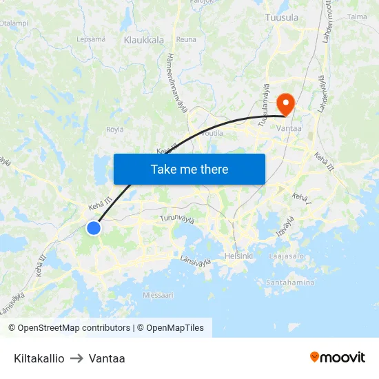 Guild Rock to Vantaa map
