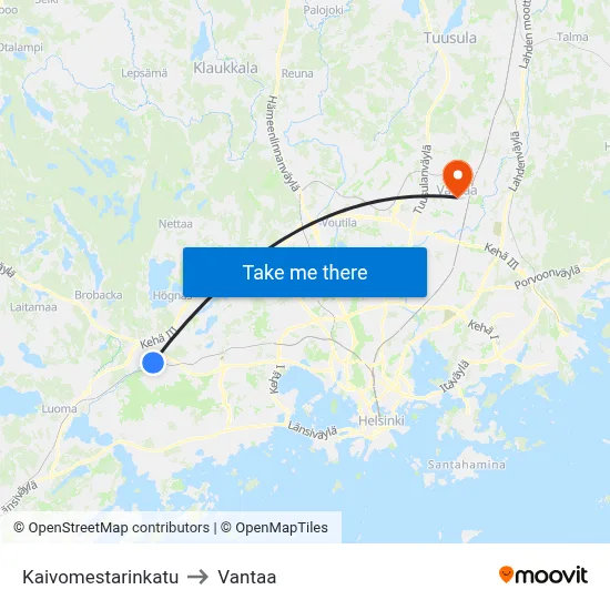 Well Master Street to Vantaa map