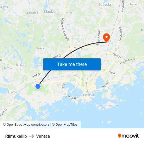 Rune Rock to Vantaa map