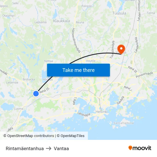 Rintamäki Path to Vantaa map