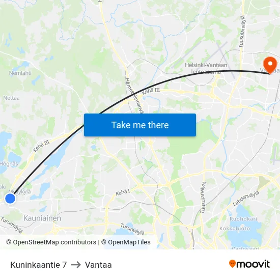 King's Road 7 to Vantaa map