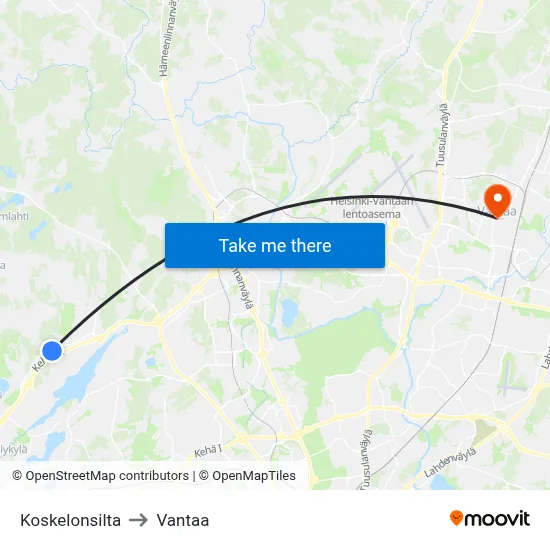 Koskelo Bridge to Vantaa map