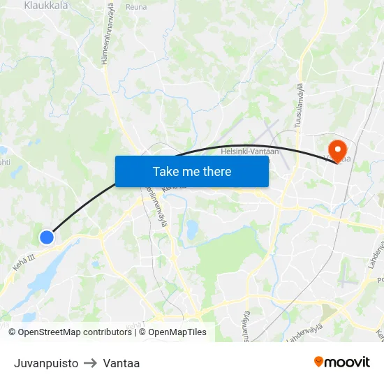 Juva Park to Vantaa map