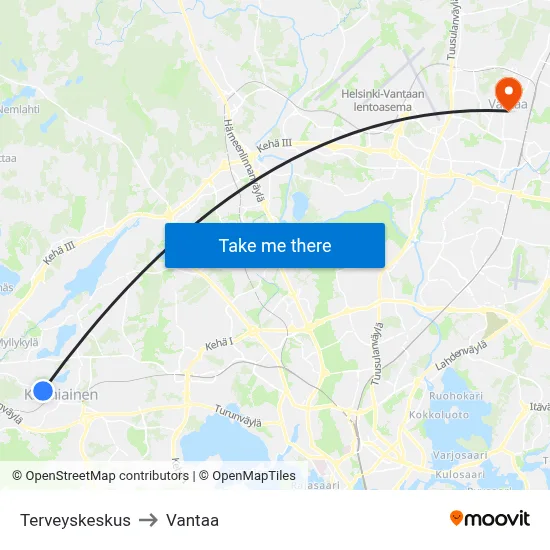 Health Center to Vantaa map