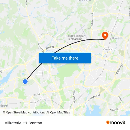 Viikatetie to Vantaa map