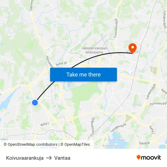 Birch Hill Lane to Vantaa map