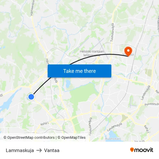 Lamb Lane to Vantaa map