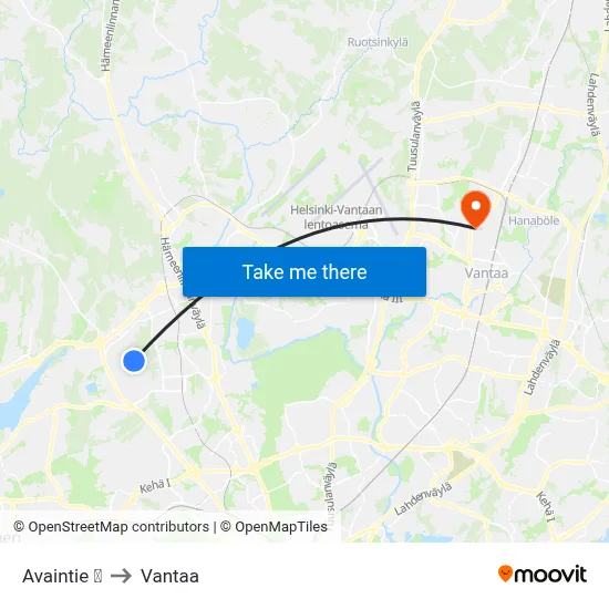 Avaintie | ⚽ to Vantaa map