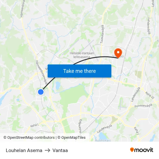 Louhela Station to Vantaa map