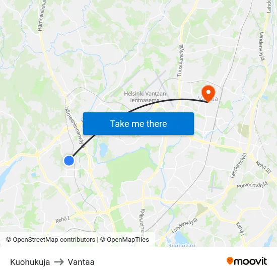 Kuohukuja to Vantaa map
