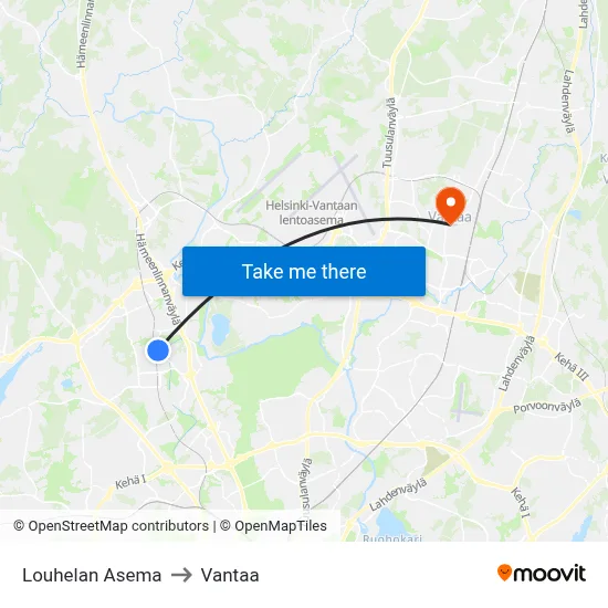 Louhela Station to Vantaa map