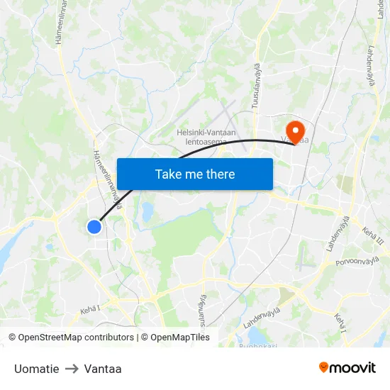 Stream Road to Vantaa map