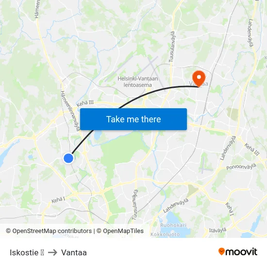 Iskostie 🛍️ to Vantaa map