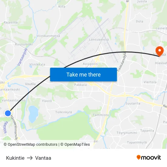Kukin Road to Vantaa map