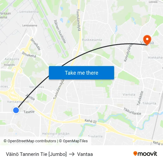 Väinö Tannerin Tie 🛍️ to Vantaa map