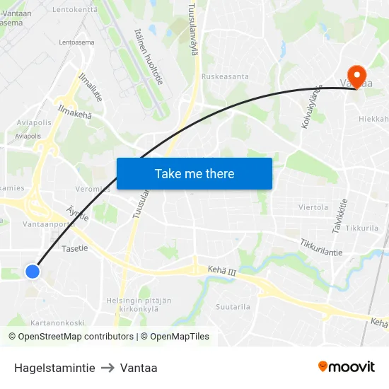 Hagelstam Road to Vantaa map
