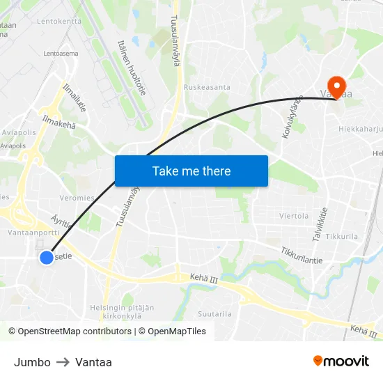 Jumbo 🛍️ to Vantaa map