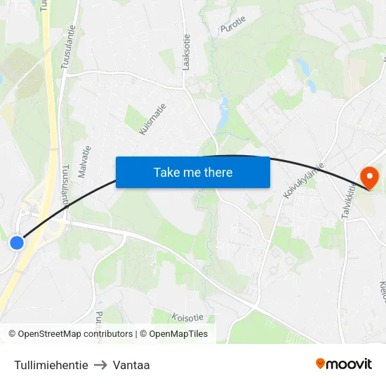 Tullimiehentie to Vantaa map