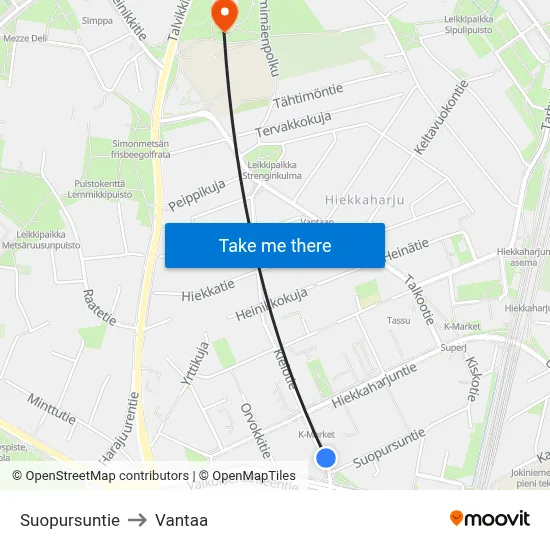 Suopursun Road to Vantaa map