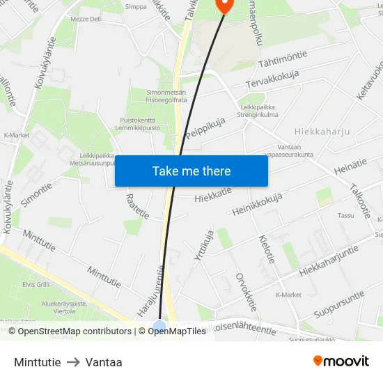 Mint Road to Vantaa map