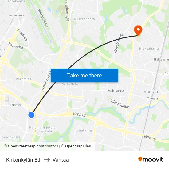 Church Village Interchange to Vantaa map