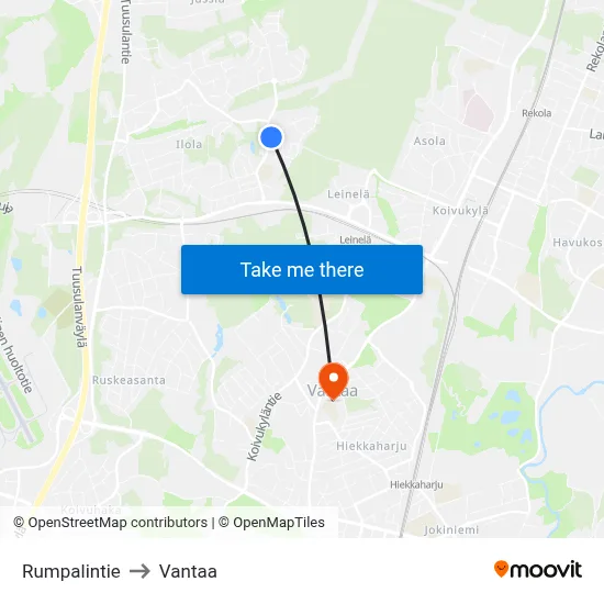 Rumpalintie Road to Vantaa map