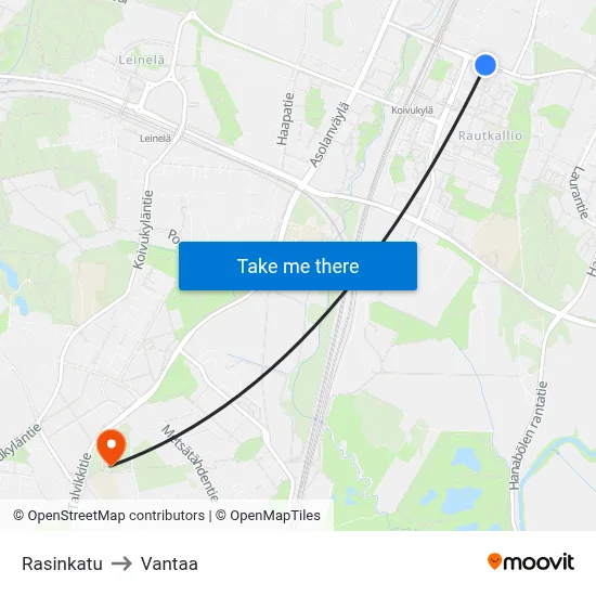 Rasi Street to Vantaa map