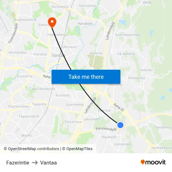 Fazer Road to Vantaa map