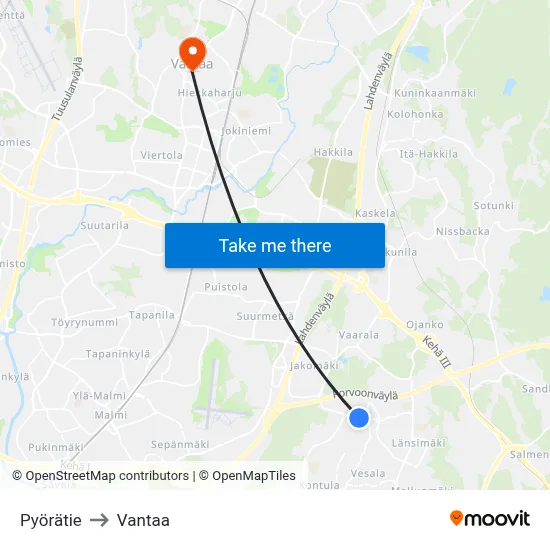 Bicycle Road to Vantaa map