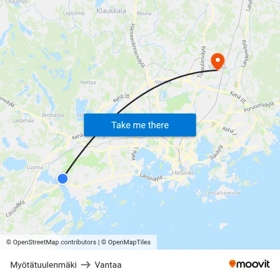 Myotatuulenmaki to Vantaa map