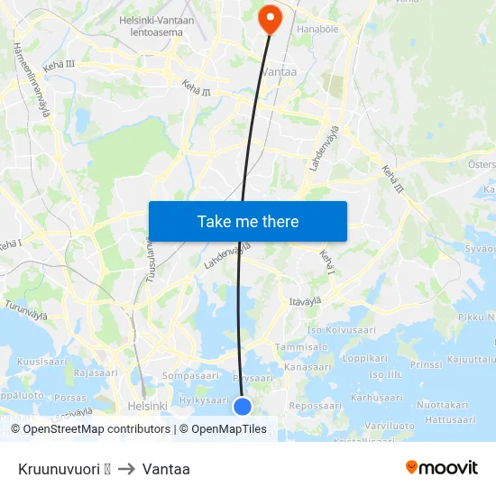 Kruunuvuori 🍽 to Vantaa map