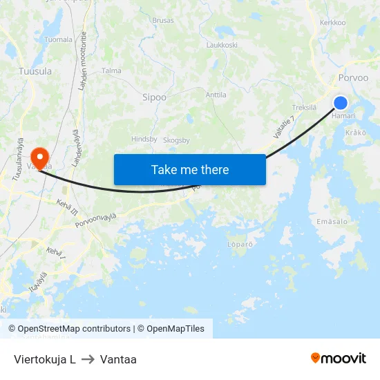 Viertokuja L to Vantaa map