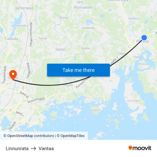 Linnunrata to Vantaa map