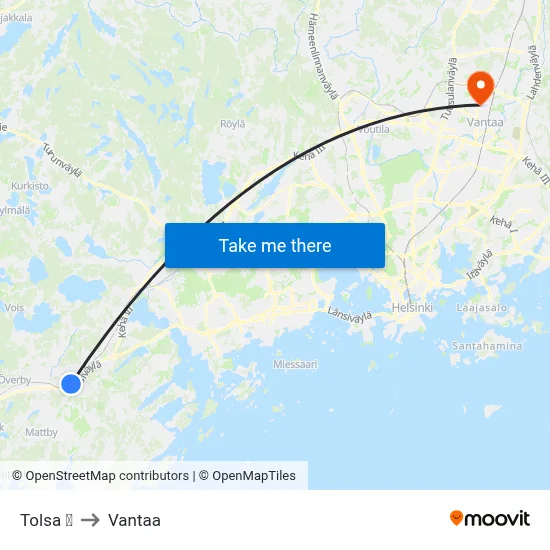 Tolsa 🚆 to Vantaa map
