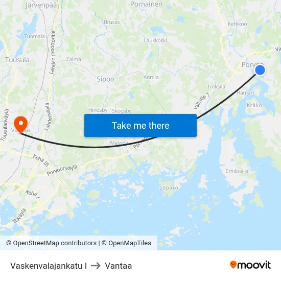 Coppersmith Street E to Vantaa map