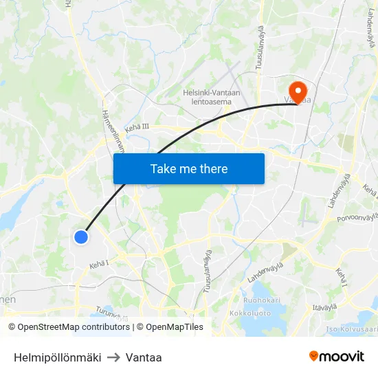Helmipollonmaki to Vantaa map