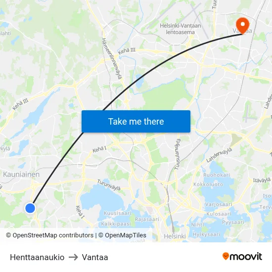 Henttaa Square to Vantaa map
