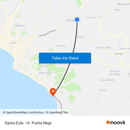 Santa Eula to Punta Negr map