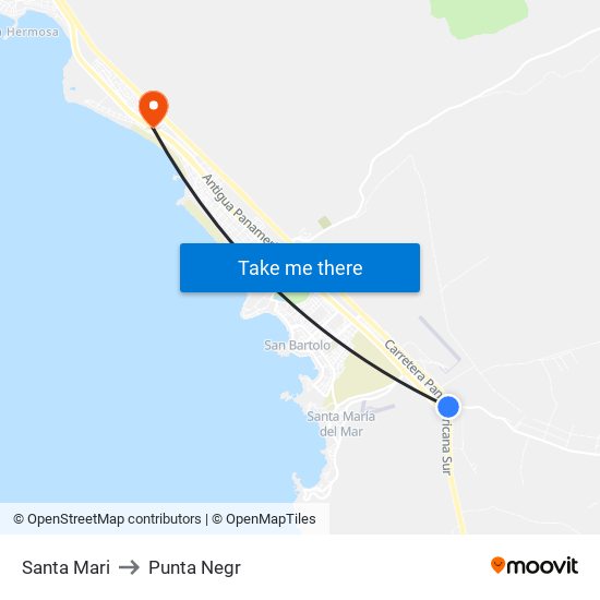 Santa Mari to Punta Negr map