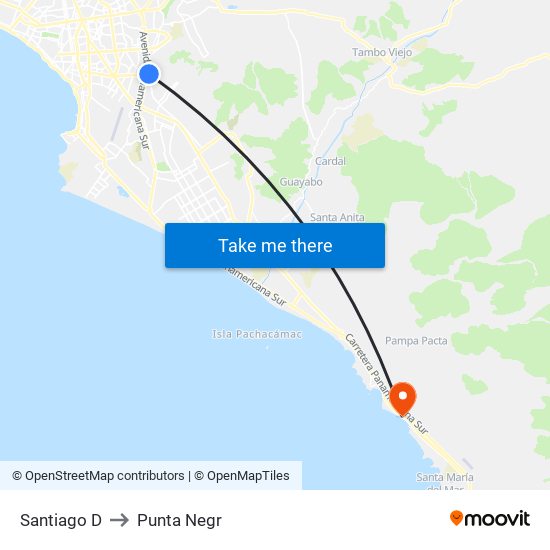 Santiago D to Punta Negr map