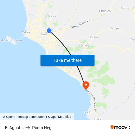 El Agustin to Punta Negr map