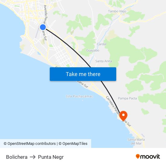 Bolichera to Punta Negr map