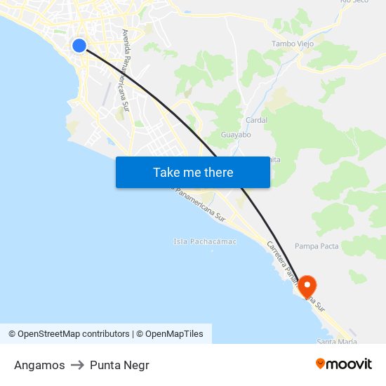 Angamos to Punta Negr map