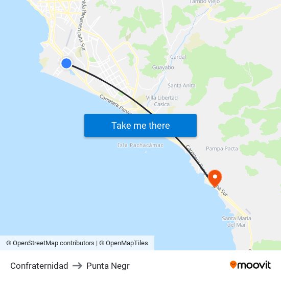 Confraternidad to Punta Negr map