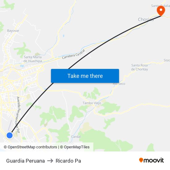 Guardia Peruana to Ricardo Pa map