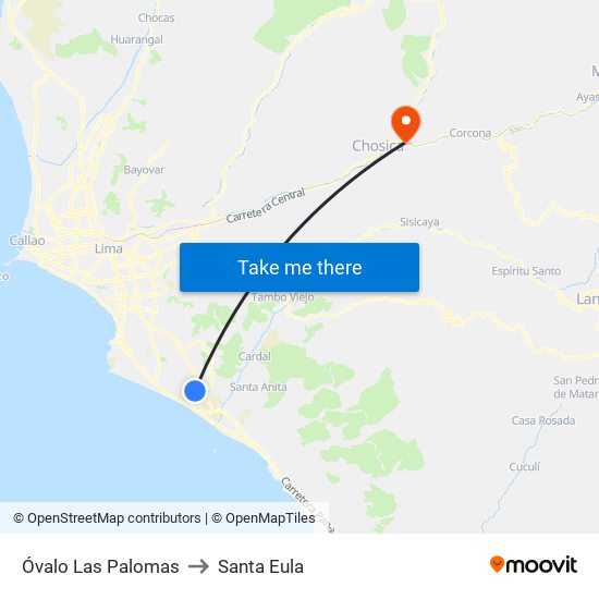 Óvalo Las Palomas to Santa Eula map