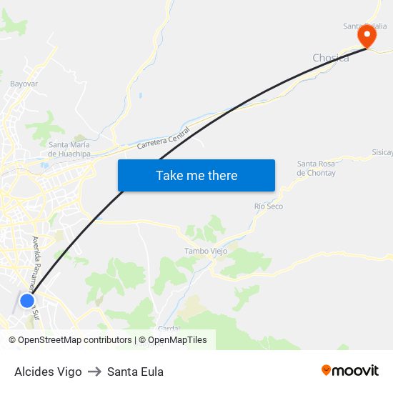 Alcides Vigo to Santa Eula map